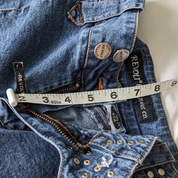 Vtg REVOLT USA Jeans Decorated w/Metal Studs & Faux Gems -Flared Bottom Boot Cut - Picture 12 of 14